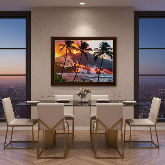 Wall art- A breathtaking landscape of a volcano erupting in the Hawaiian Islands.