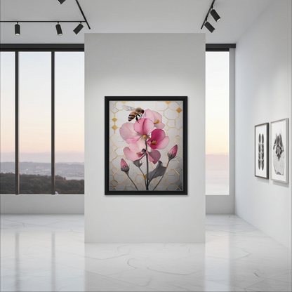 Honeybee & Sweet Pea | Modern Botanical Art