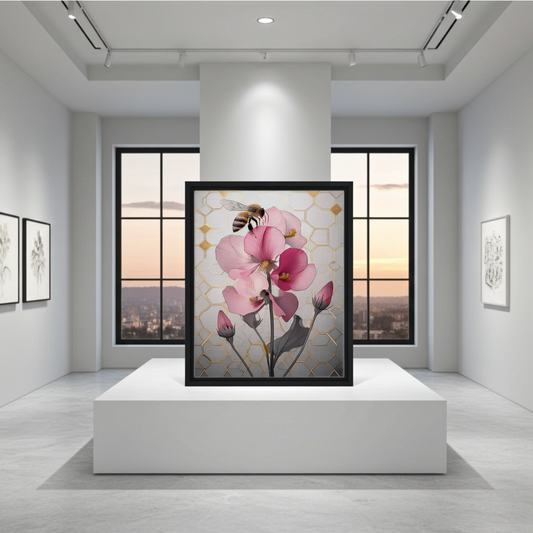 Honeybee & Sweet Pea | Modern Botanical Canvas