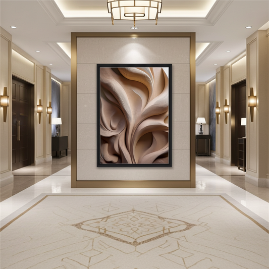 Minimalist Neutral Plaster Texture Wall Art - Wabi-Sabi Office Decor