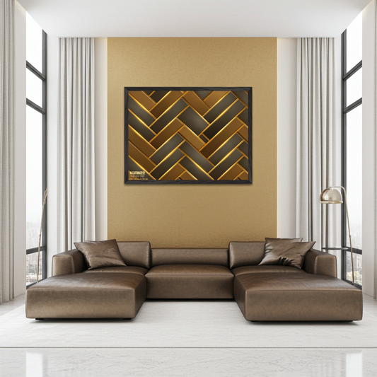 The Golden Herringbone Geometric Art